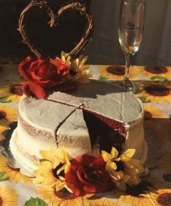 red velvet with roses